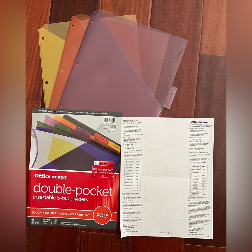 Office Depot Double-Pocket Insertable Dividers